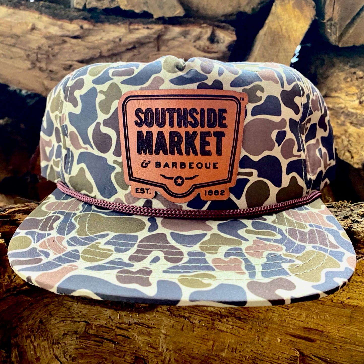 Bayou Camo Leather Patch Rope Hat