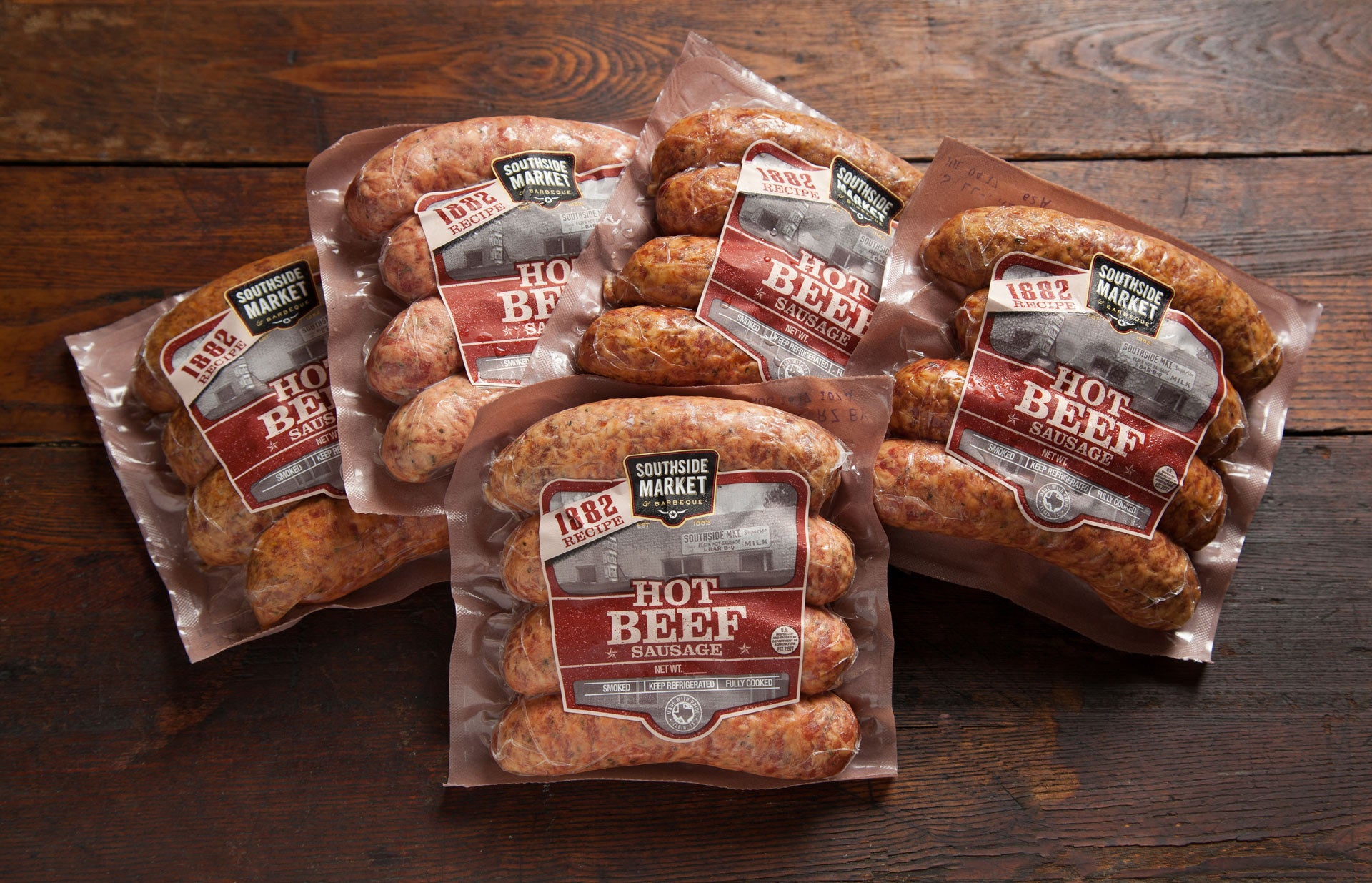 1882 Hot Beef Smoked Sausage Package Set