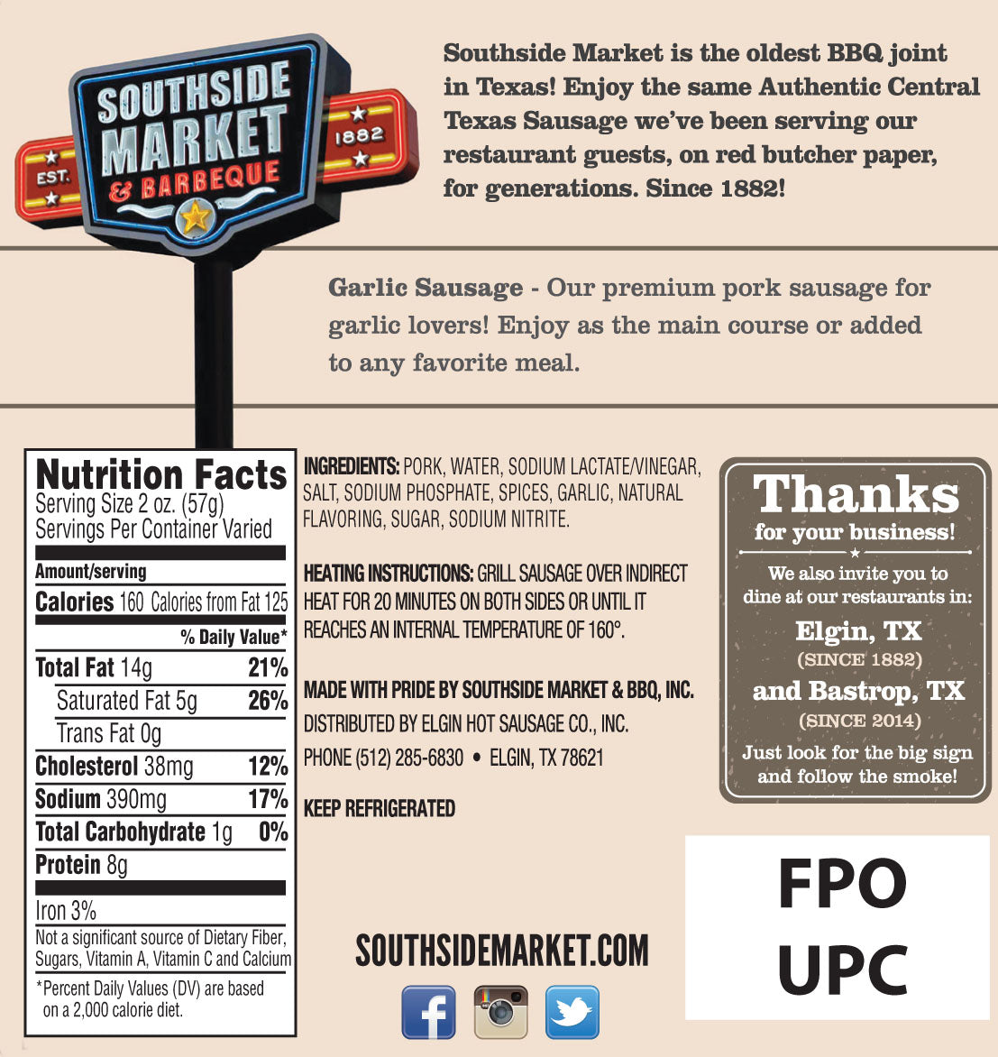 Garlic Smoked Sausage Nutrition