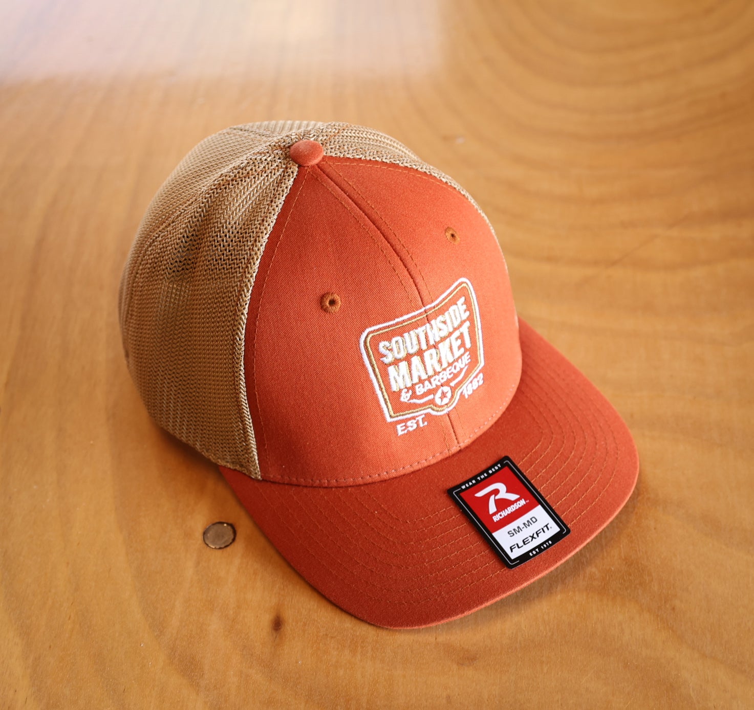 Logo Flexfit Hat Orange On Khaki Large/XL